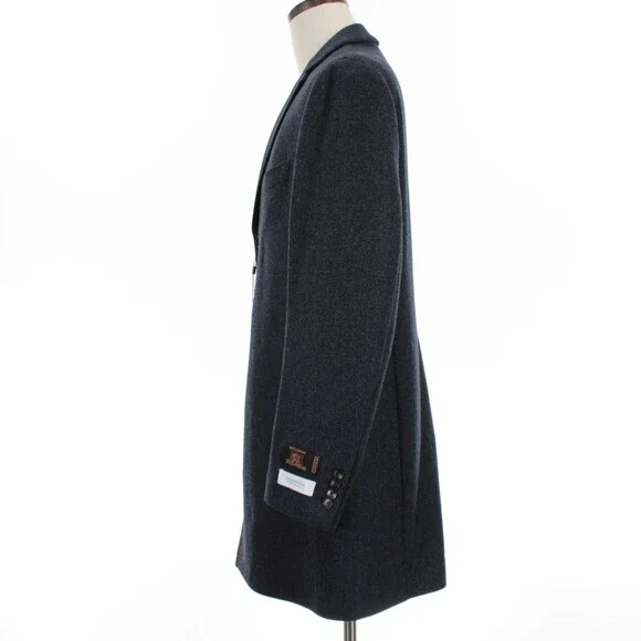 Cardinal of Canada NWT Top Coat Size 42R US Blue & Black Herringbone Wool/Cash